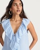 image 1 of F&F Modal Rich Sleeveless Ruffle Front Blouse in Blue