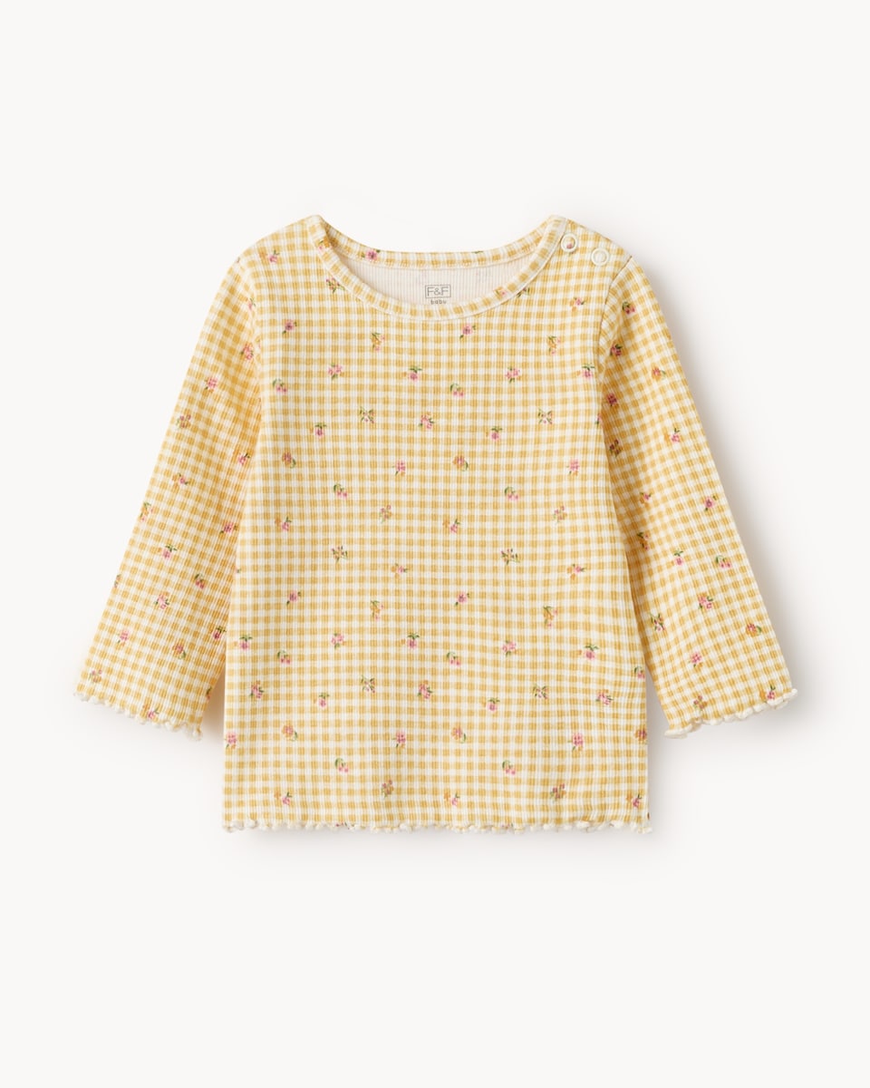 image 1 of F&F Baby 3-Pack Cotton Rich Printed Long Sleeved Tops in Multi