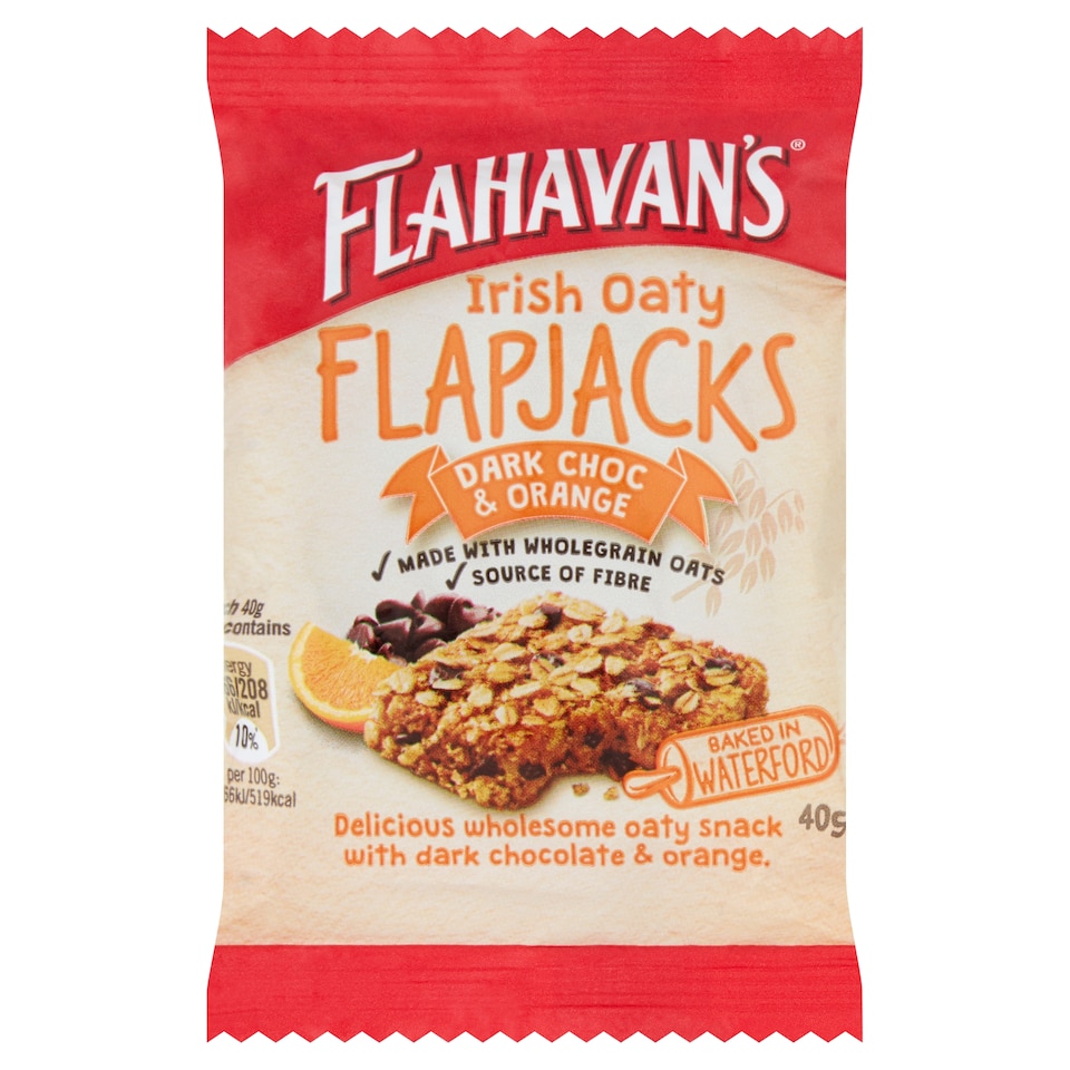 Flahavan's Irish Oaty Flap Jack Dark Chocolate And Orange 40G