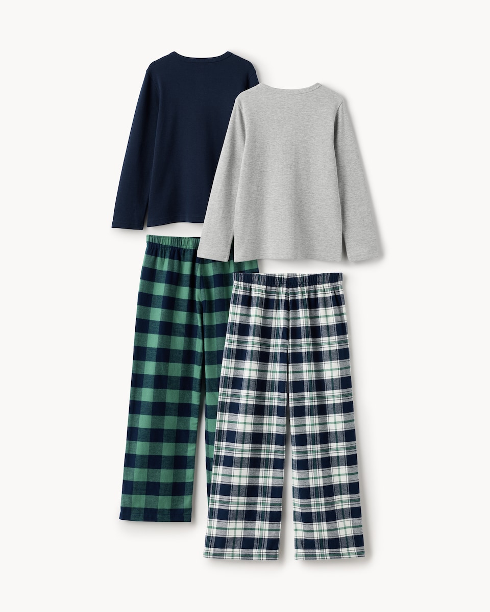 image 1 of F&F Boys 2-Pack Pure Cotton Check Pyjama Sets in Multi