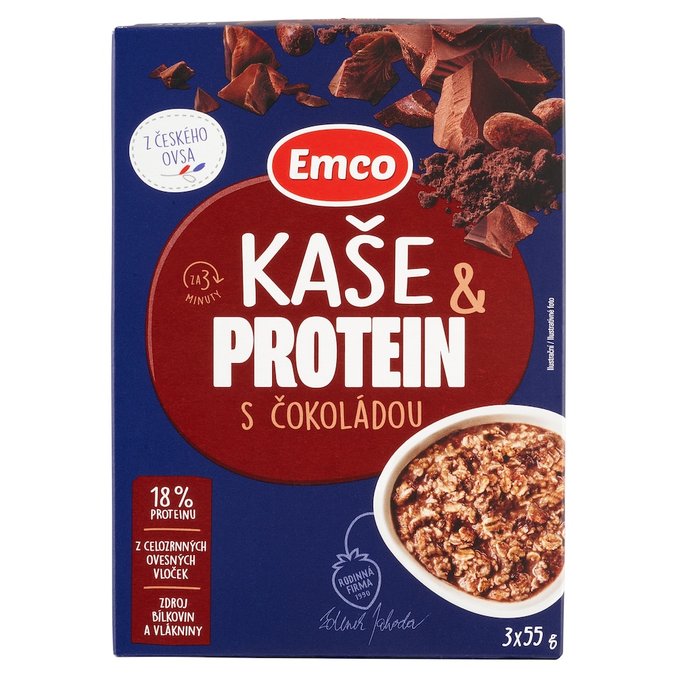 Obrázek 1 pro produkt Emco Kaše & protein s čokoládou 3 x 55g (165g)