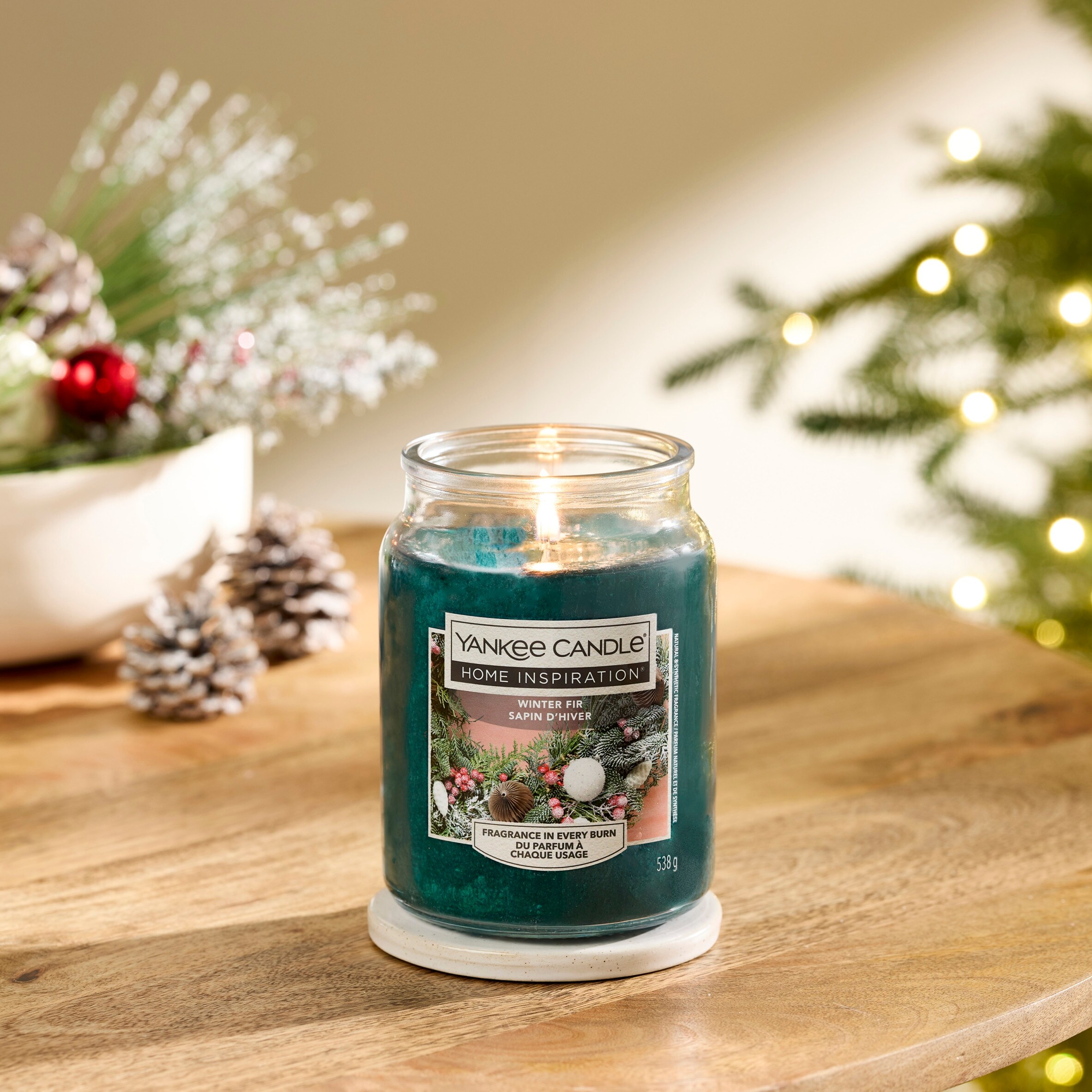 Yankee Candle Porte Photophore Teal Vine - Verre Bleu-Vert/Blanc 20x12x12 Cm
