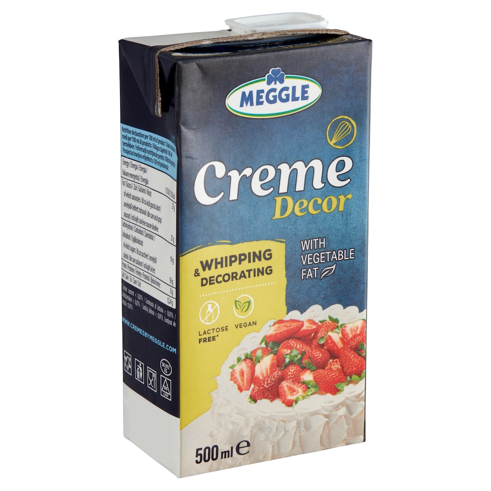 image 1 of Meggle Creme Decor UHT Preparation for Whipping and Decorating with Vegetable Fat, Sweetened 500 ml