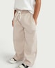 image 3 of F&F Boys Cotton Rich Striped Wide Leg Joggers in Stone