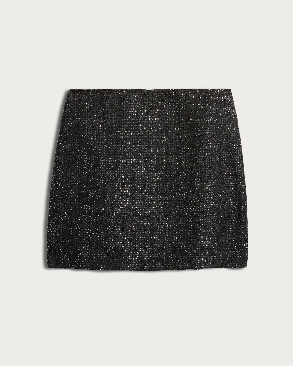 image 1 of F&F Boucle Sequin Embellished Co-ord Mini Skirt in Black