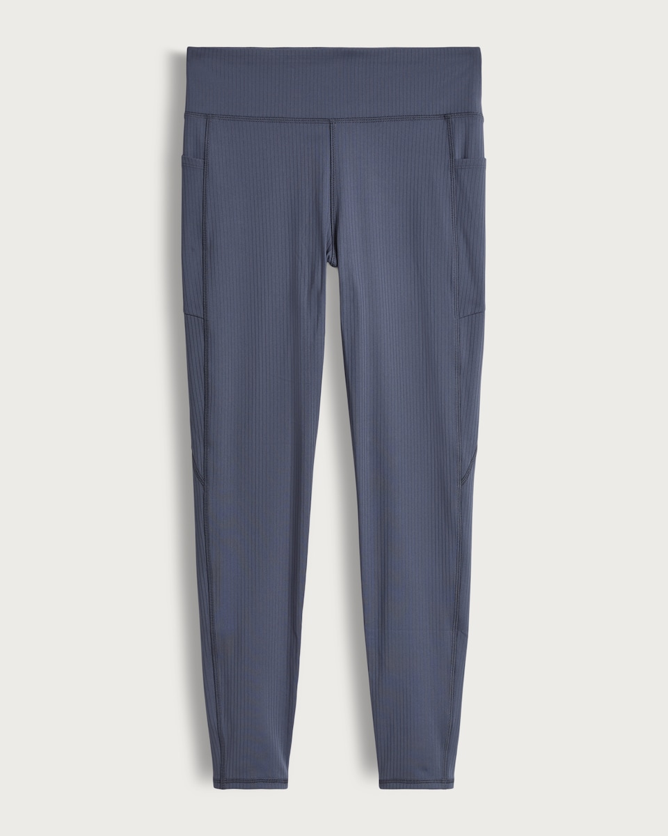 image 1 of F&F Active Ribbed High Waisted Sports Leggings in Navy