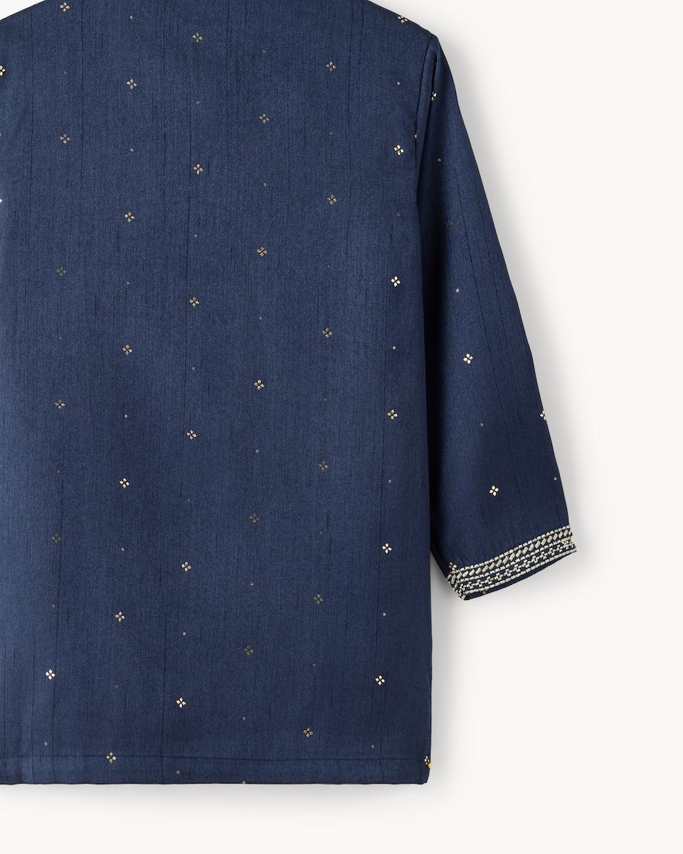 image 1 of F&F Boys Long Sleeved Diwali Kurta Shirt in Navy