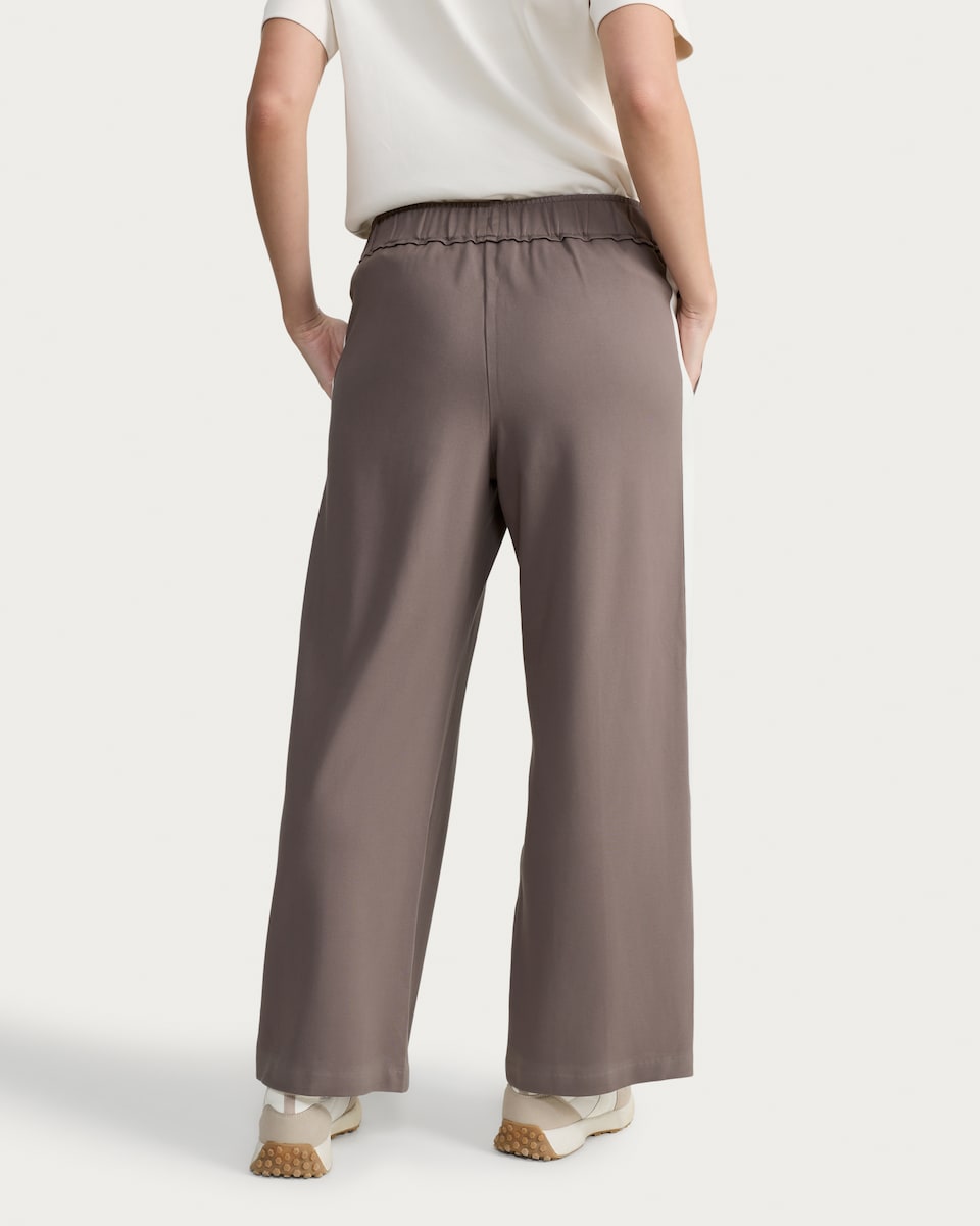 image 1 of F&F Ponte Side Stripe Wide Leg Trousers in Tan