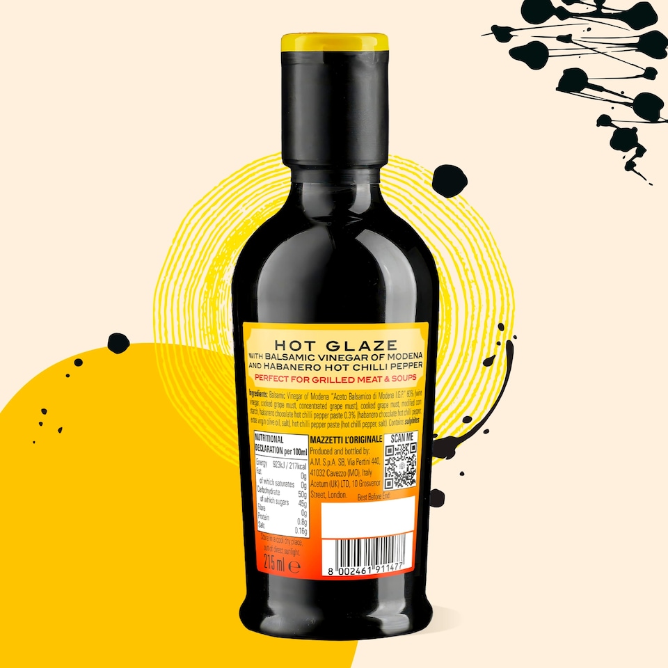 image 1 of Mazzetti GLAZE with BALSAMIC VINEGAR OF MODENA and HOT CHILLI PEPPER 215ml