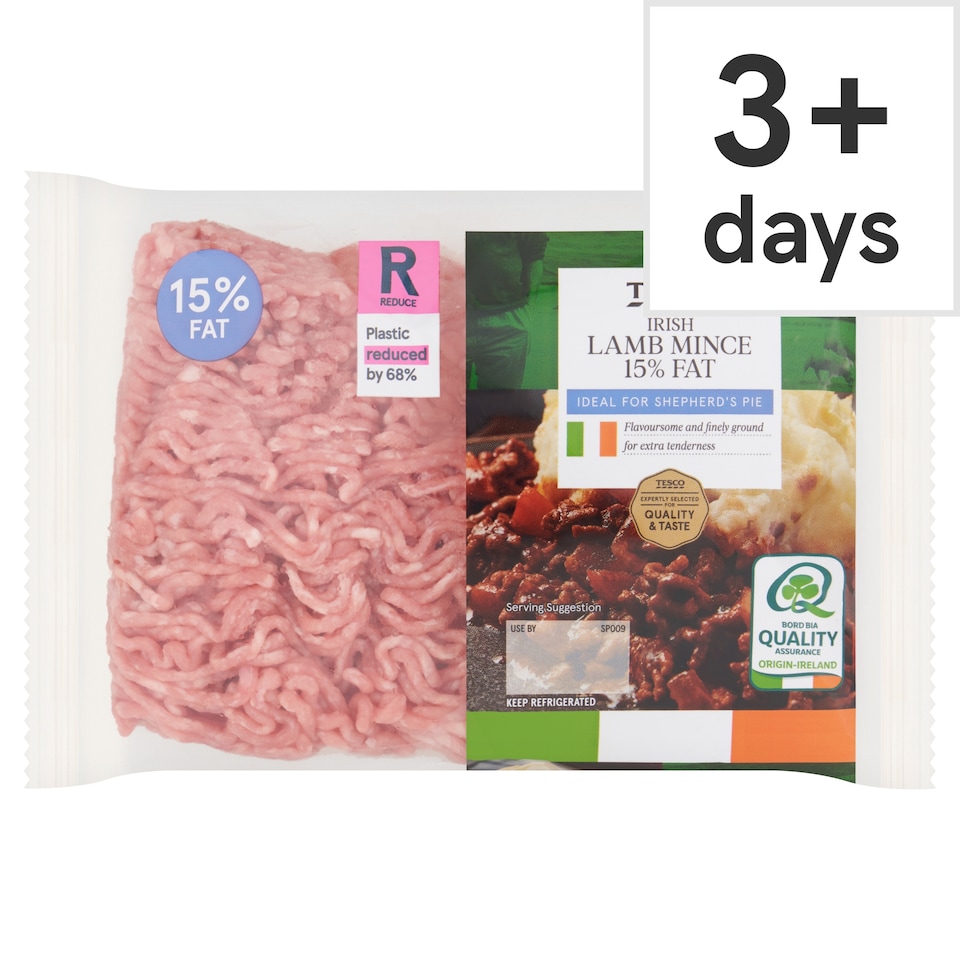 Tesco Irish Lamb Mince 15% Fat 533G