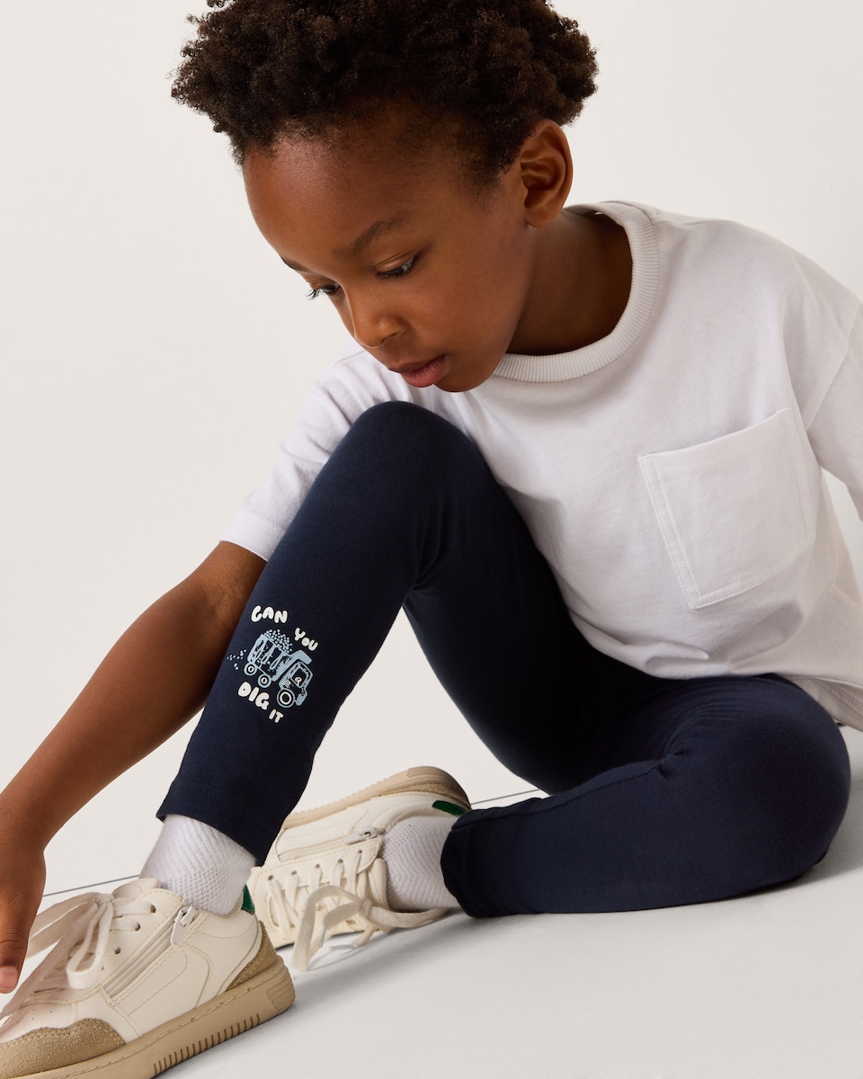 image 1 of F&F Boys 2-Pack Cotton Rich Vehicle Leggings in Multi