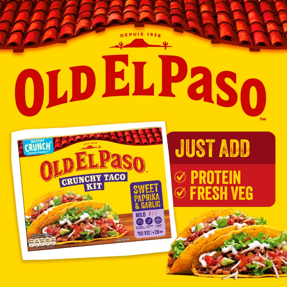 image 1 of Old El Paso  Sweet Paprika & Garlic Crunchy Taco Kit 287g