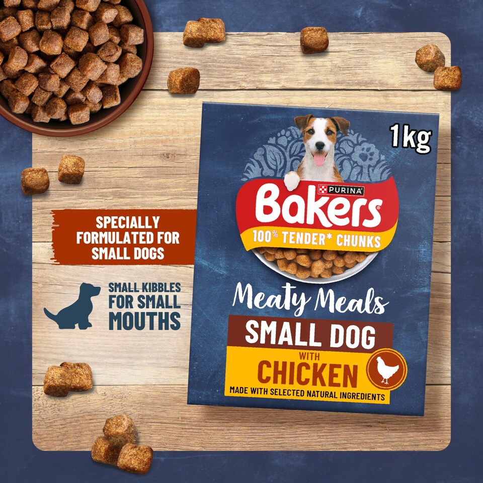 image 1 of Bakers Meaty Meals Adult Small Dry Dog Food Beef 1kg