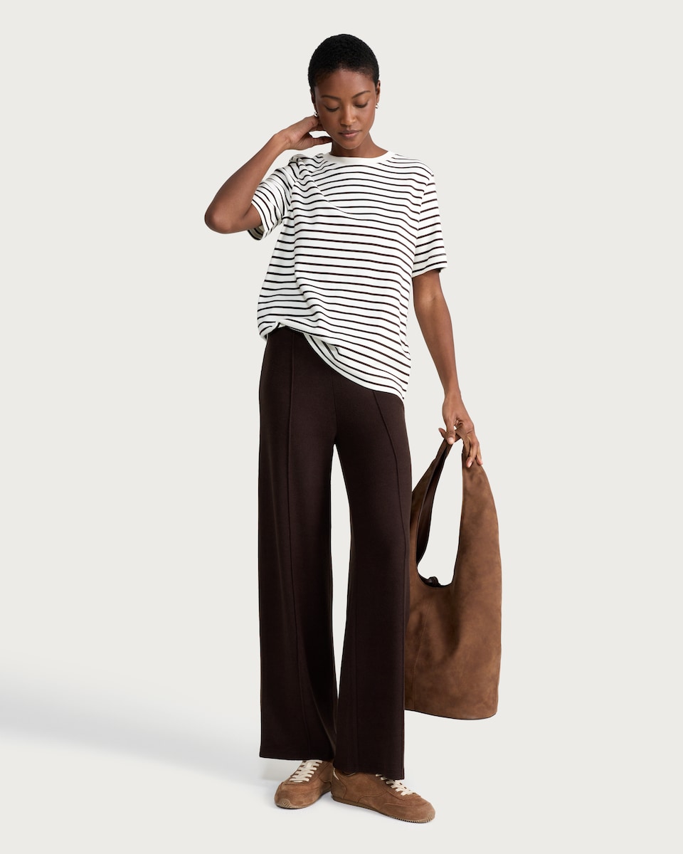 image 1 of F&F Pleated Wide Leg Co-ord Trousers in Brown