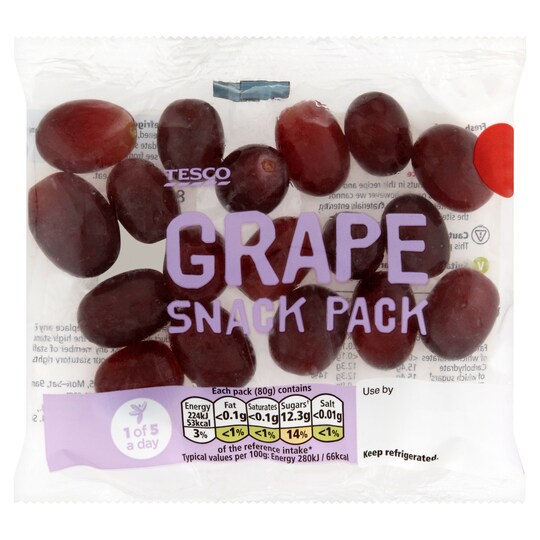 image 1 of Tesco Grape Snack Pack 80G