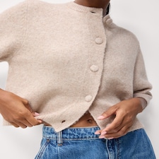 F&F Knitted 3/4 Sleeve Cardigan in Neutral