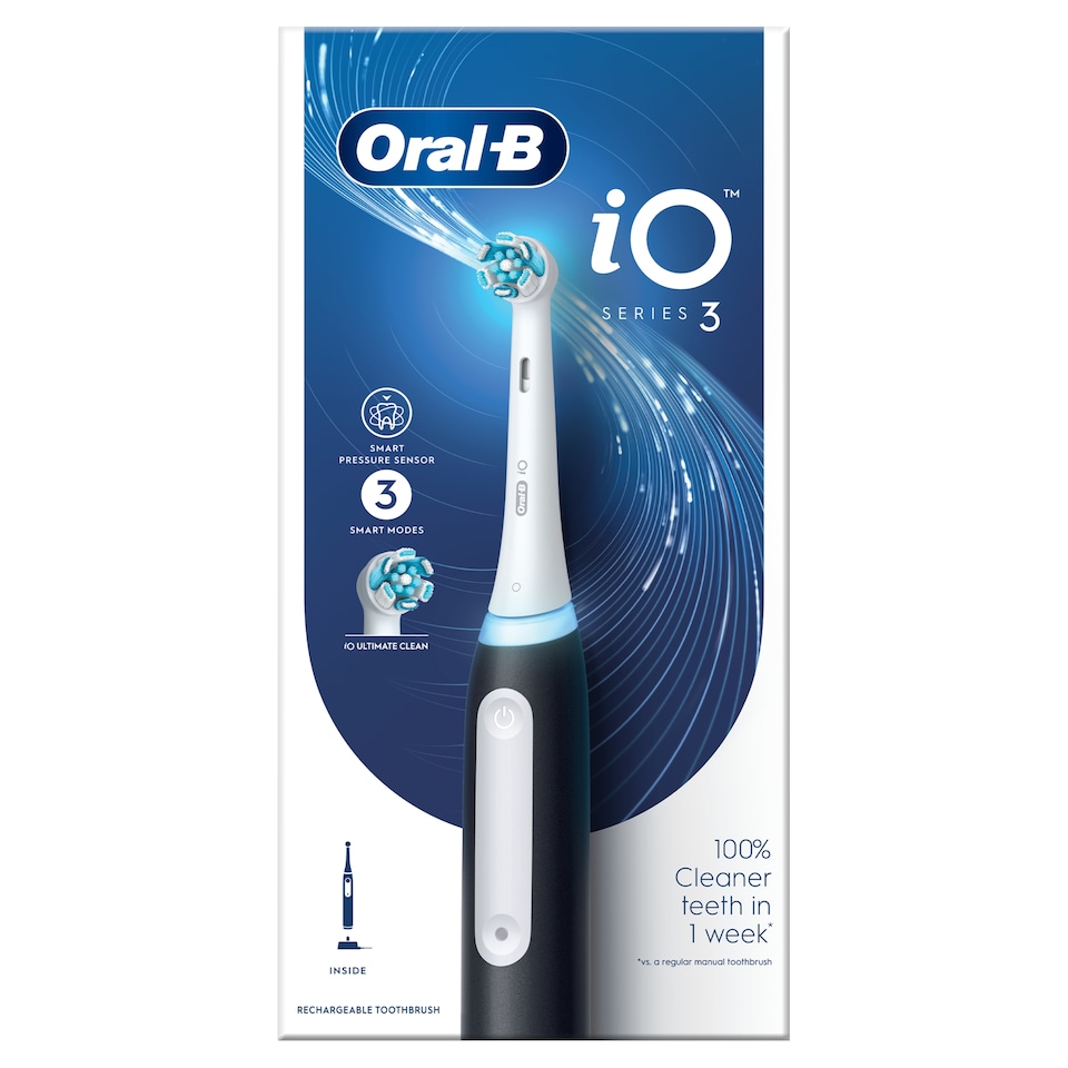 image 1 of Oral-B iO 3 Black Electric Toothbrush Designed By Braun