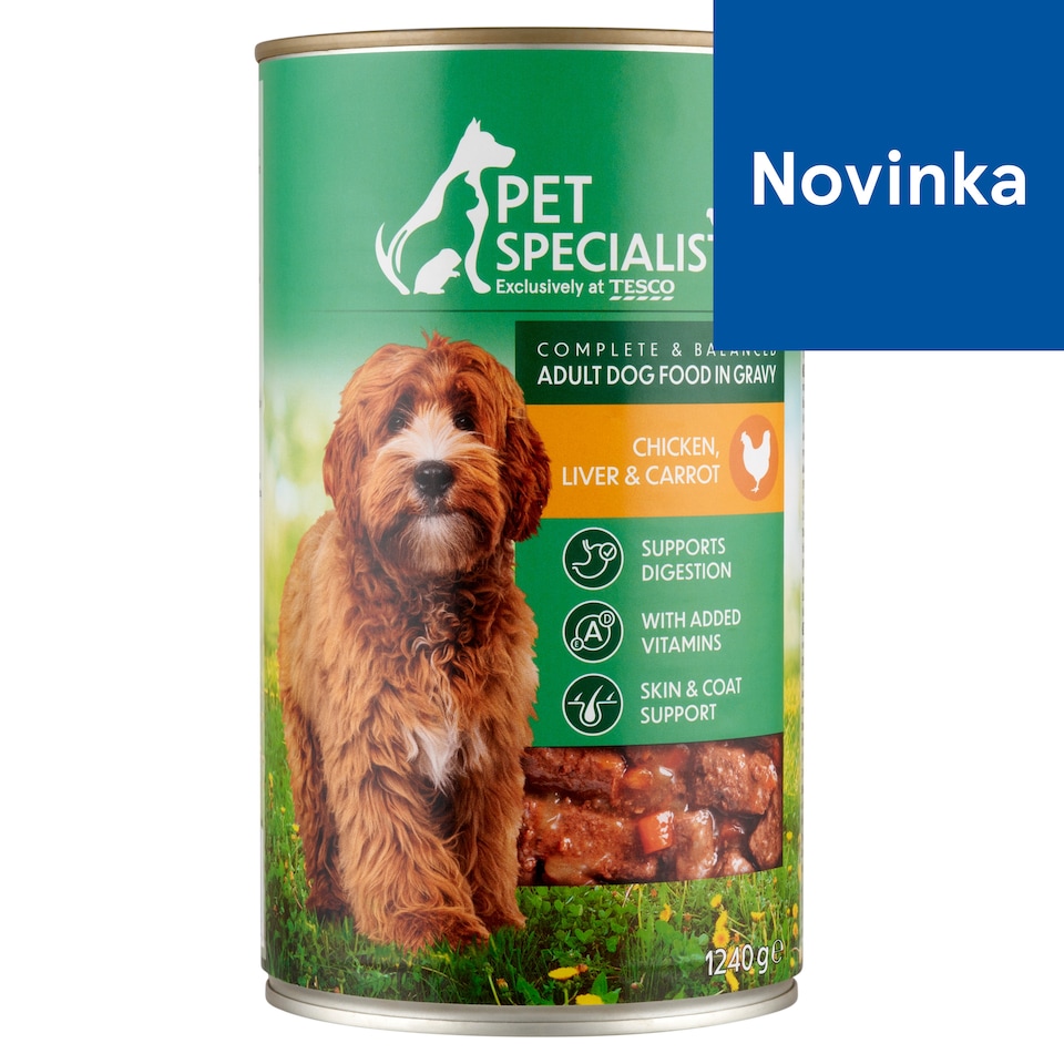 Pet Specialist Kompletné krmivo pre dospelé psy kúsky s kuracinou, pečeňou a mrkvou v omáčke 1240 g