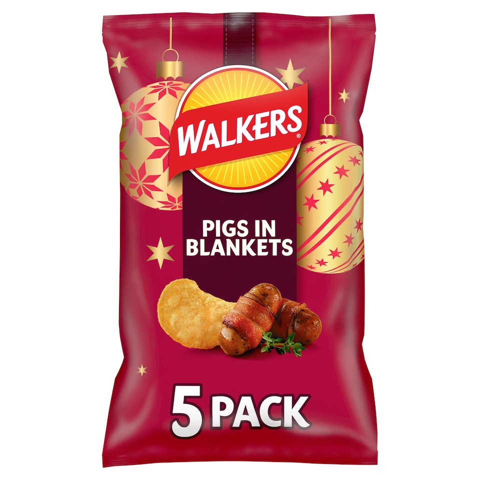 image 1 of Walkers limited Edition Festive Pigs in Blankets Potato Crisps 5x25g