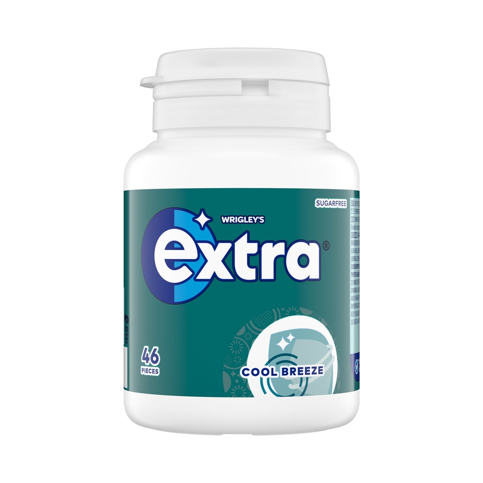Wrigley's Extra Cool Breeze Flavour Sugarfree Chewing Gum Bottle 46 Pieces 64g