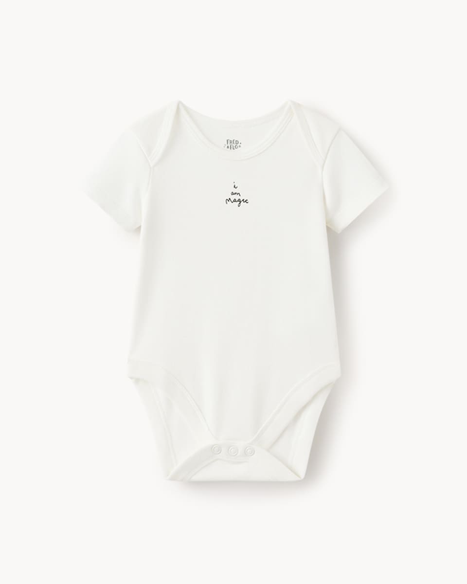 image 1 of F&F Baby 10-Pack Pure Cotton Animal Bodysuits in White