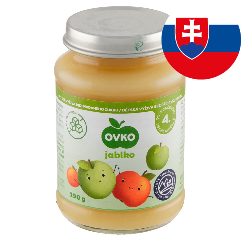 OVKO Dojčenská výživa jablko bez pridaného cukru 190 g