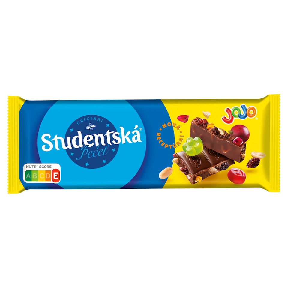 ORION Študentská pečať Milk Chocolate with JOJO Jelly, Peanuts and Raisins 90 g