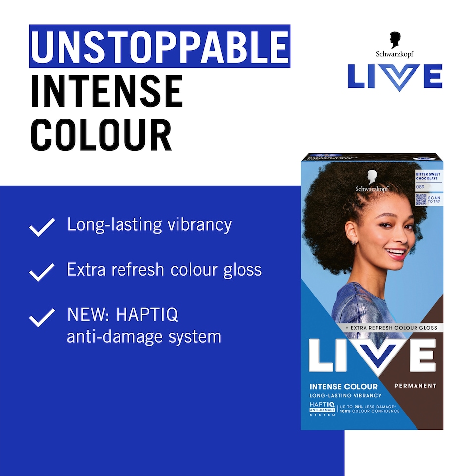 image 1 of Schwarzkopf LIVE Intense Colour 089 Bitter Sweet Chocolate Permanent Hair Dye