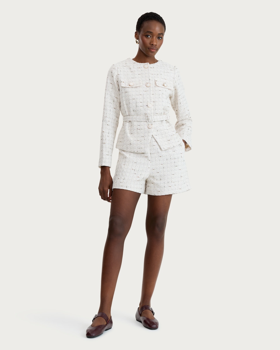 image 1 of F&F Boucle Textured Co-ord Shorts in Cream