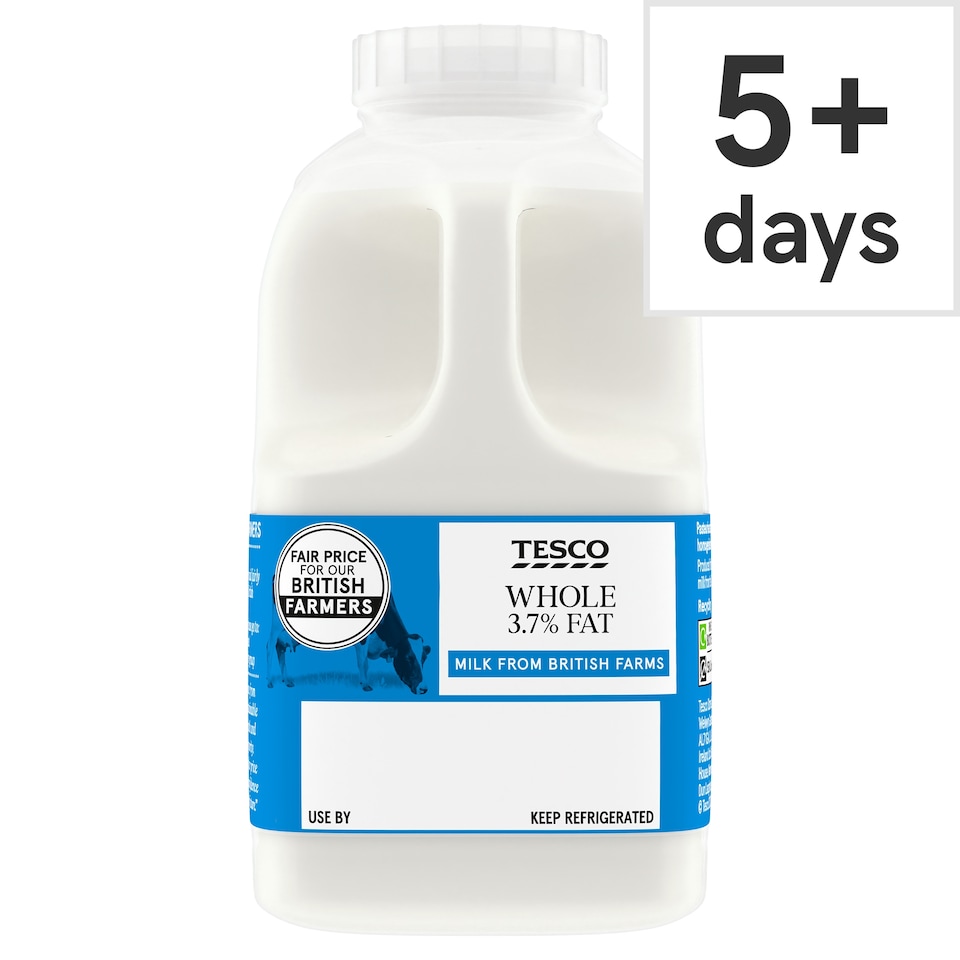 Tesco British Whole Milk 568Ml, 1 Pint