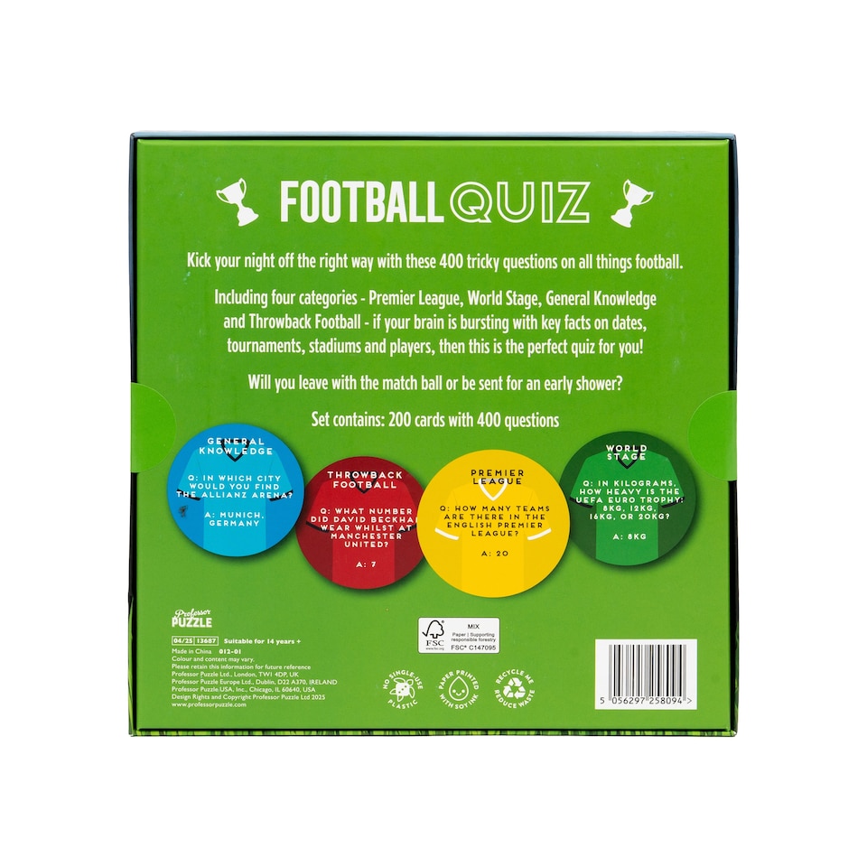 image 1 of Football Quiz Game Christmas Gift