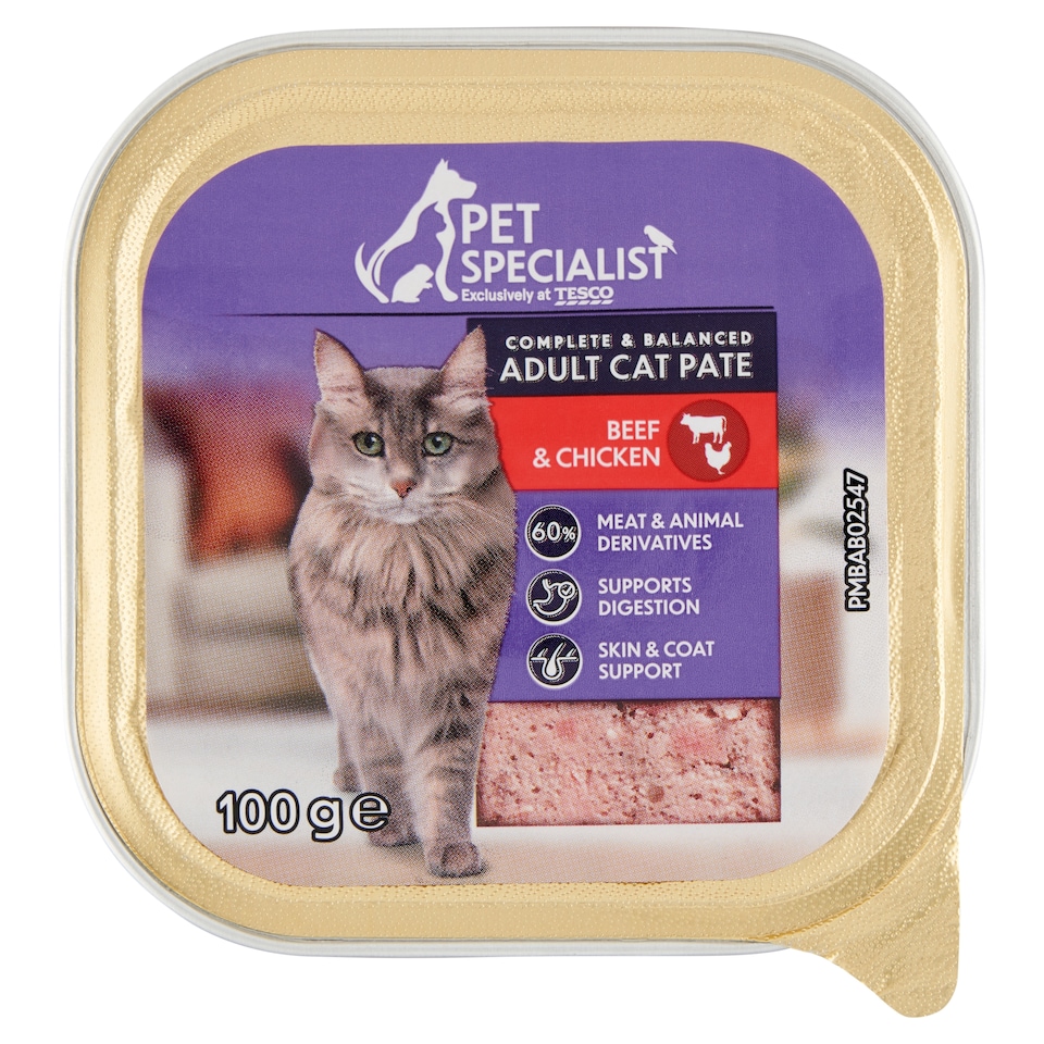 Pet Specialist Complete & Balanced Adult Cat Pate Beef & Chicken 100 g