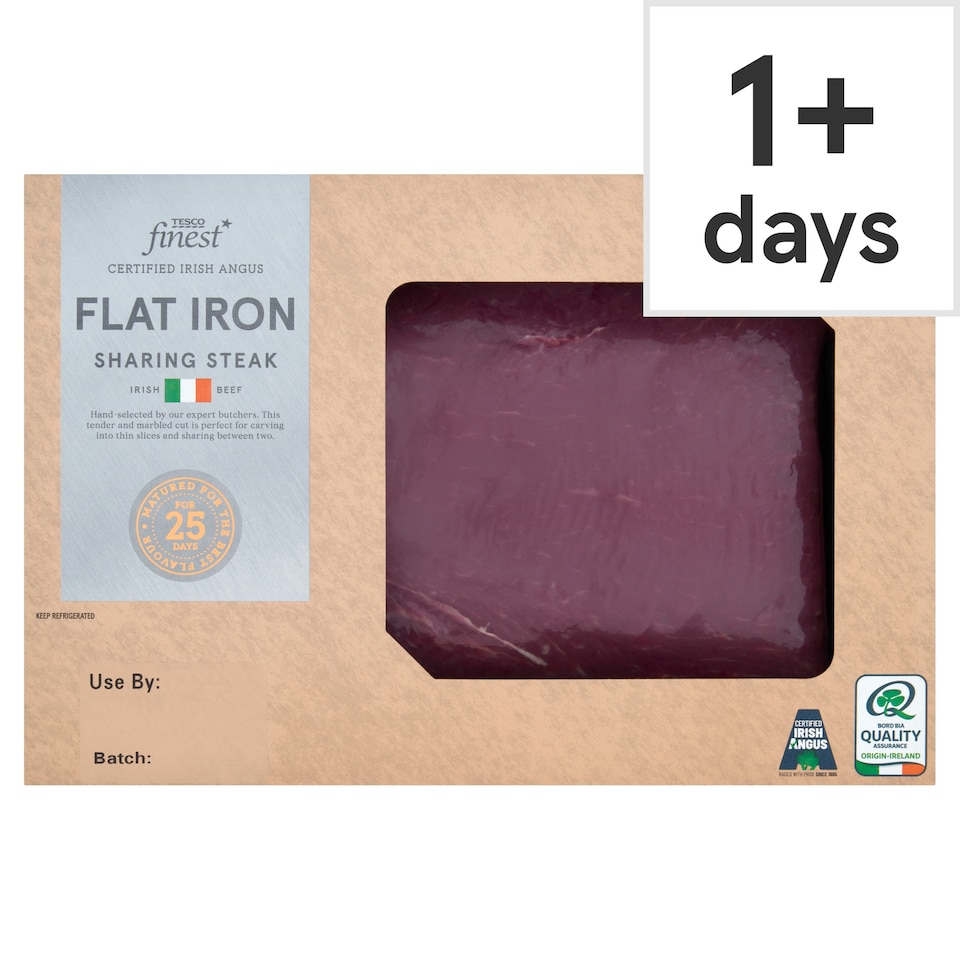 Tesco Finest Certified Irish Angus Flat Iron Sharing Steak 500g