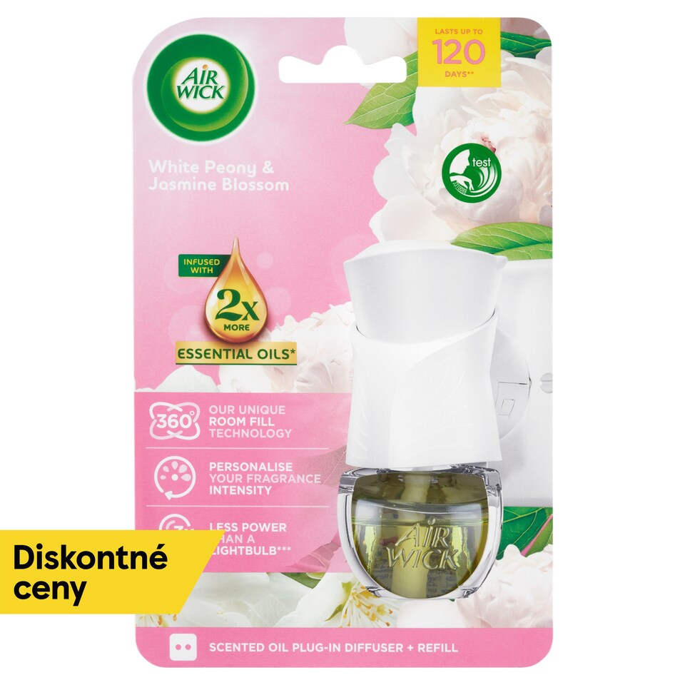 image 1 of Air Wick Essential Oils Fragrance Diffuser + Refill White Peony & Jasmine Blossom 19 ml