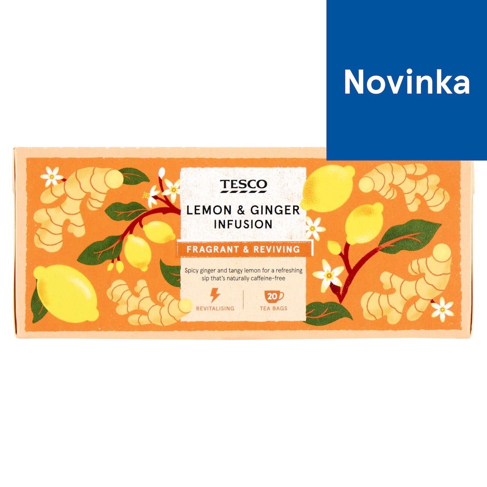 Tesco Ovocný čaj so zázvorom a citrónovou kôrou 20 x 2 g (40 g)