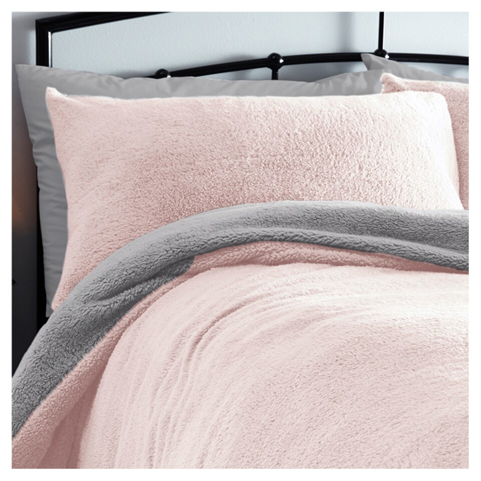image 1 of Silent Night Silver Blush Teddy Duvet Set Double