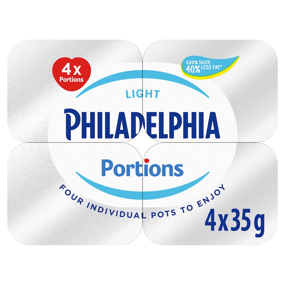 Philadelphia Soft Cream Cheese Light Portions 4 Pack 140G