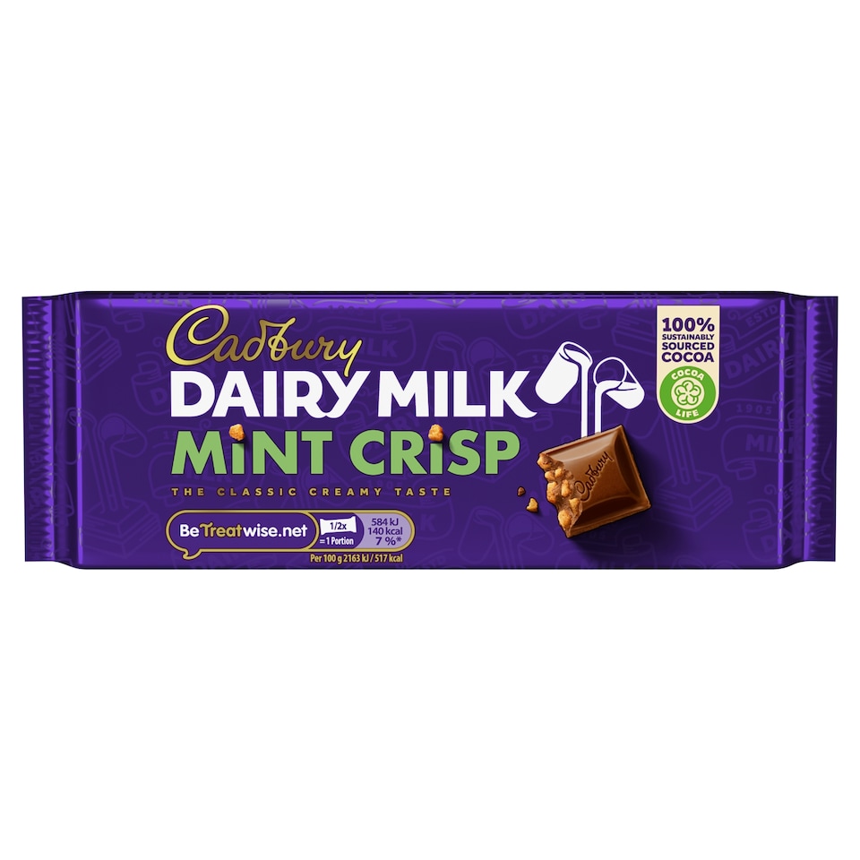 Cadbury Dairy Milk Mint Crisp Chocolate Bar 54g
