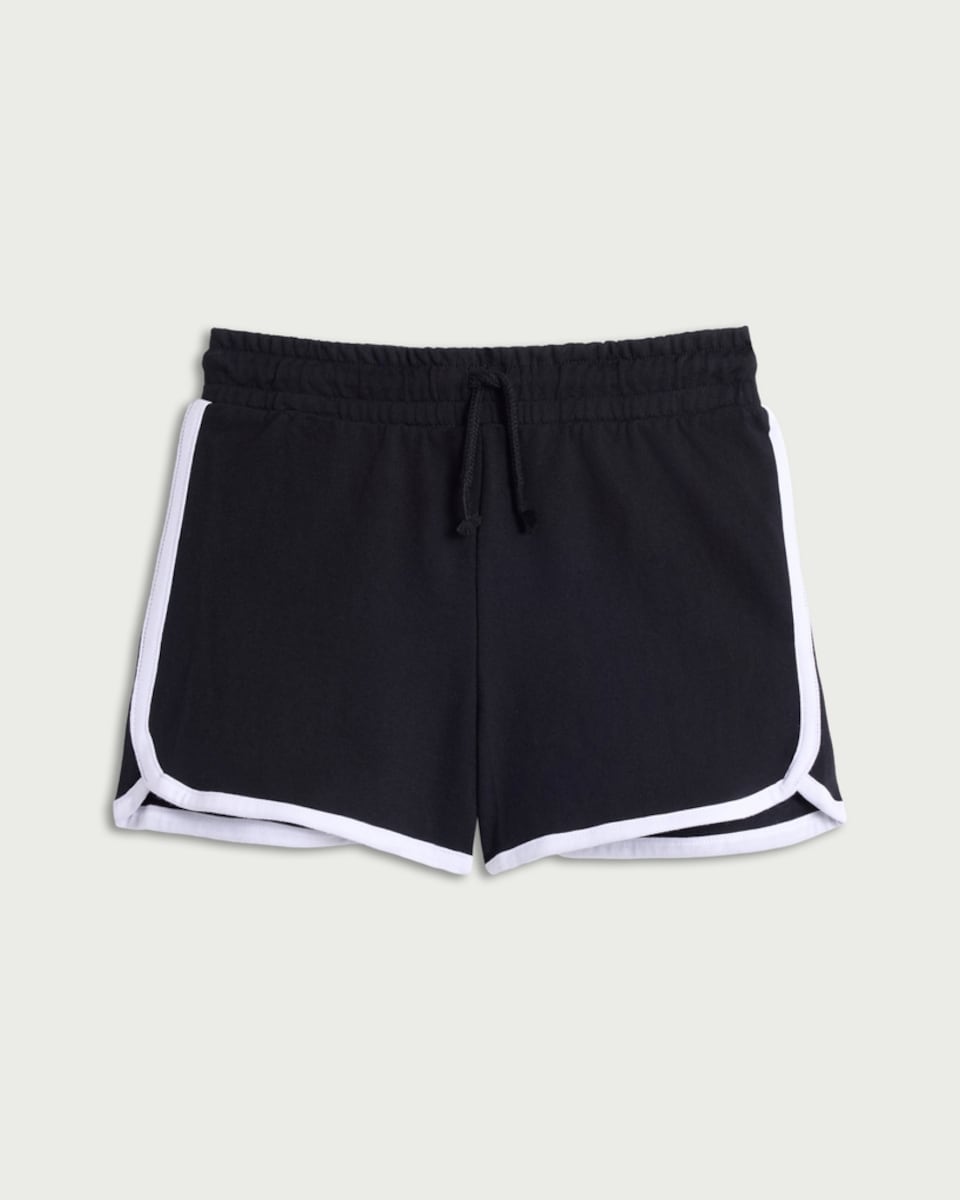 F&F Girls Cotton Rich Contrast Trim Shorts in Black