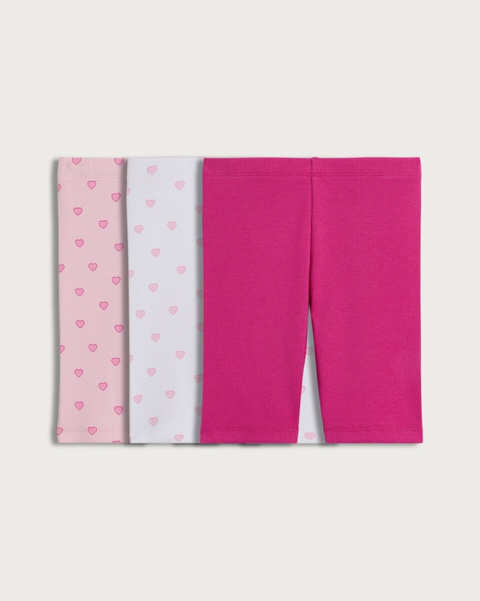 image 1 of F&F Girls 3-Pack Cotton Rich Ribbed Cycling Shorts in Multi Pink