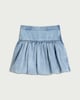 image 4 of F&F Girls Pure Cotton Bubble Hem Denim Skirt in Blue