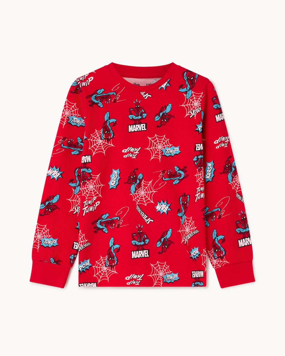 image 1 of Spider-Man Pure Cotton Pyjama Set in Red