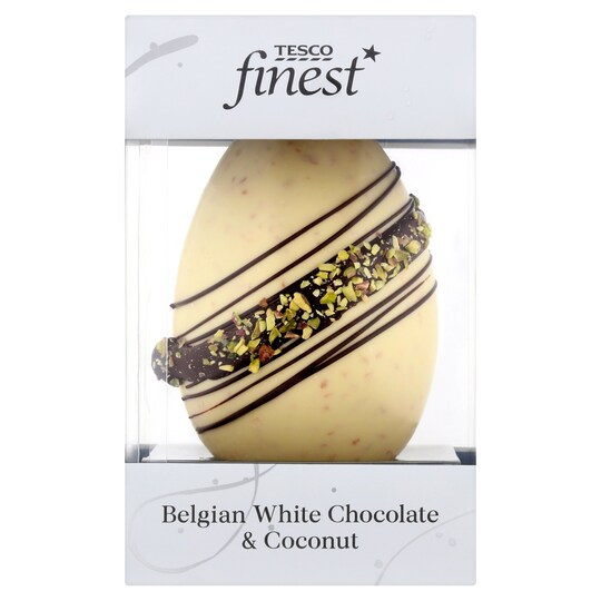 Tesco Finest Belgian White Chocolate Egg & Coconut 165G Tesco Groceries