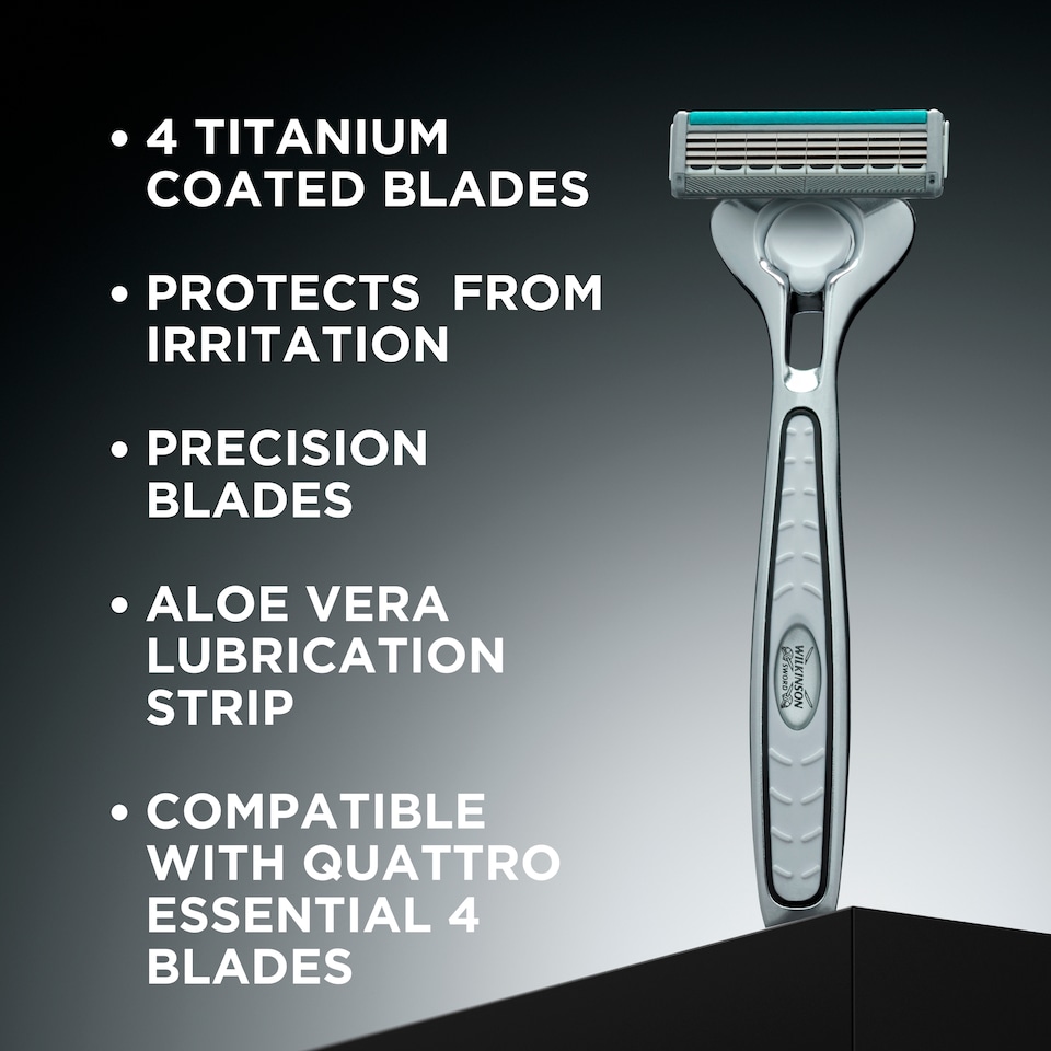 image 1 of Wilkinson Sword Quattro Titanum Razor Plus 8 Blades
