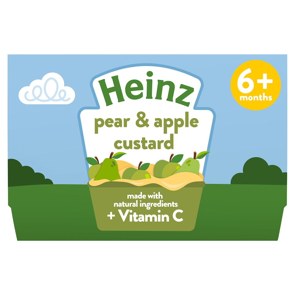 image 1 of Heinz Pear & Apple Custard Baby Food 4 x 100g