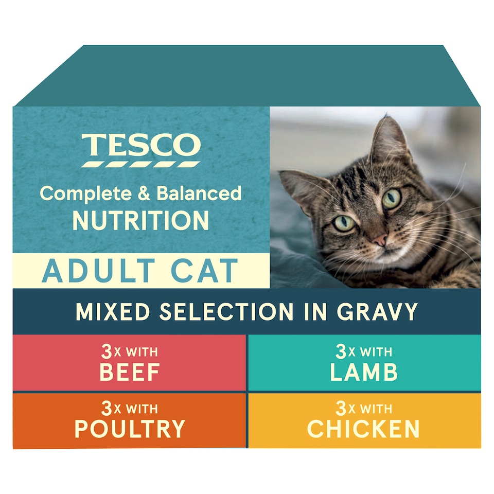 image 1 of Tesco Adult Cat Food Mixed Selection in Gravy 12x100g