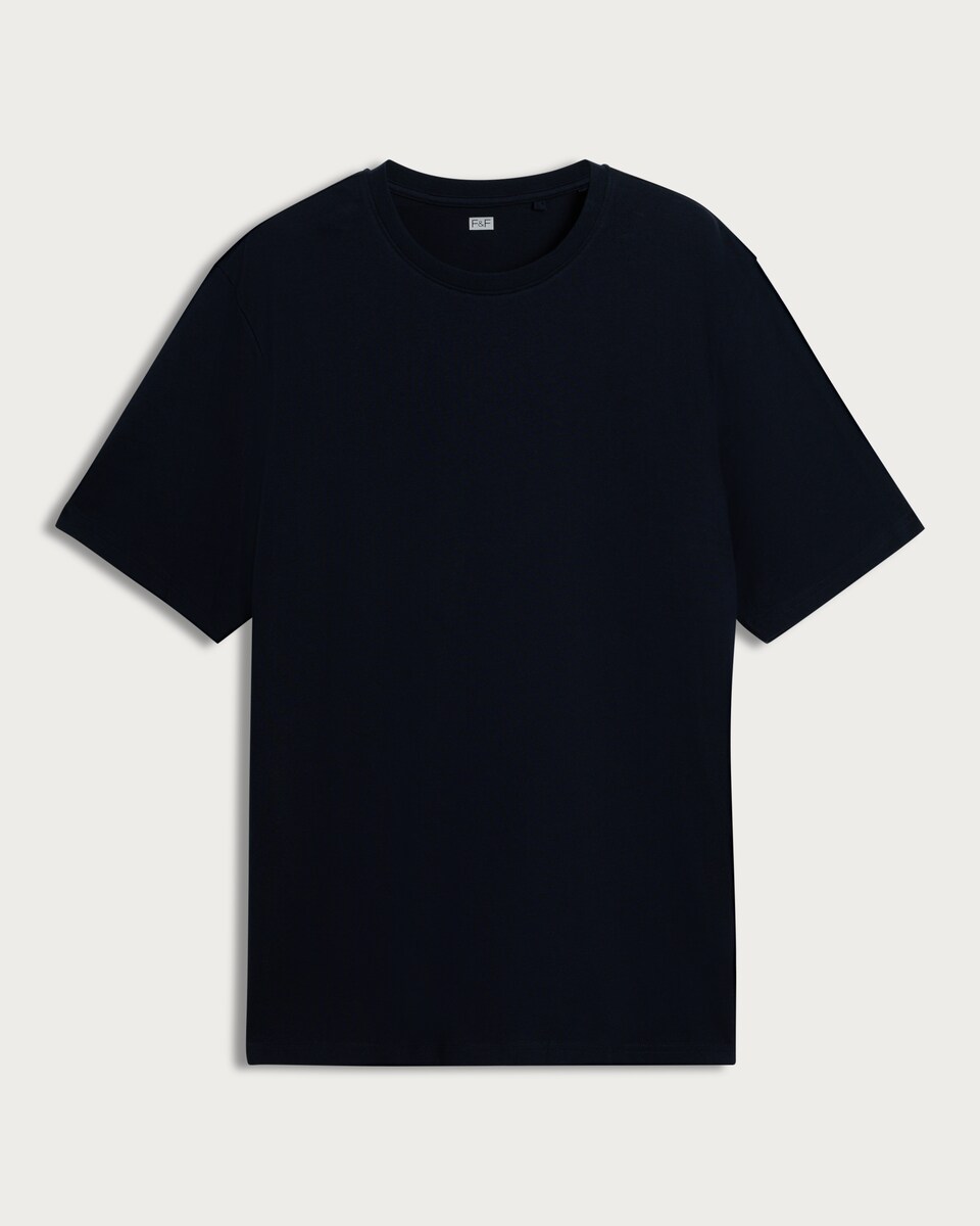 F&F Cotton Rich Crew Neck Slim Fit T-Shirt in Navy
