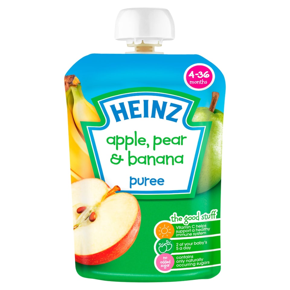 Heinz Apple, Pear & Banana Fruit Puree Pouch Baby Food 100g