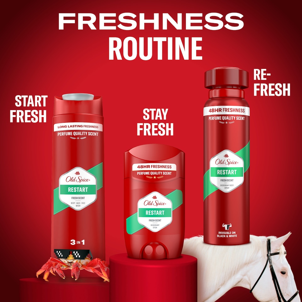 image 1 of Old Spice Restart Men’s Shower Gel & Shampoo 400ml Multi-Use 3-in-1 Hair-Face-Body Wash