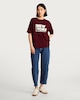 image 2 of F&F Boyfriend Fit New York Slogan T-Shirt in Burgundy